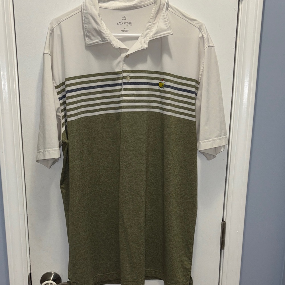 Masters Olive and White Men's Polo Shirt size xl